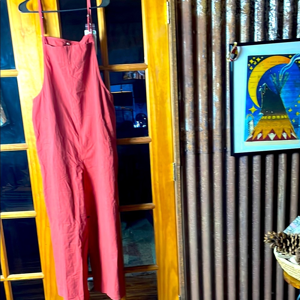 YES NO BRAND Red Oversized Overalls, Size L